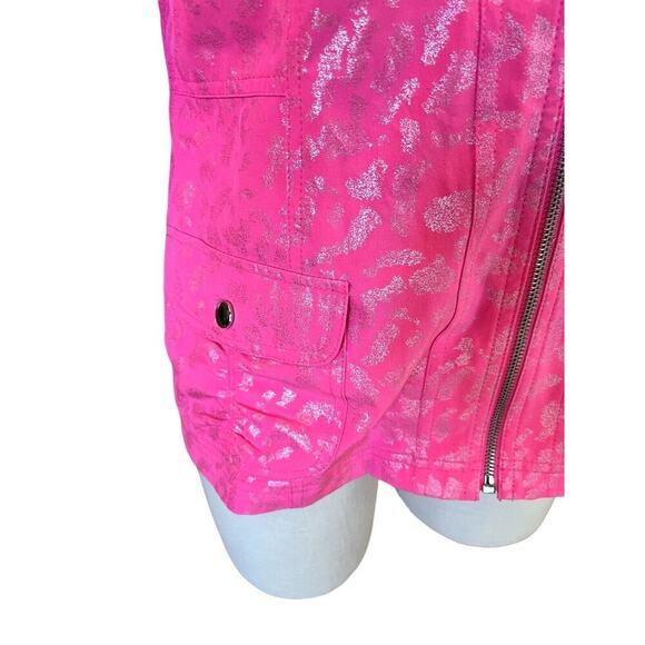 Laura Ashley Hot Pink Jacket Gold Accents Palm Beach Azela Roughed Spring - Picture 6 of 14